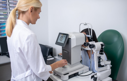 Screen Showing Eye Of Patient While Eye Doctor Making Examination
