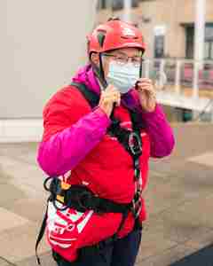 Our brave DRWF fundraiser preparing to abseil. 