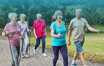 Senior Elderly People Group Walking Banner