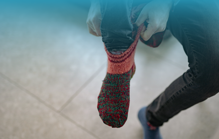 Man Wearing Warm Knit Socks