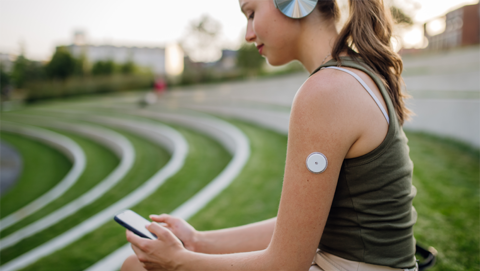 CGM Libre On Arm Sitting R