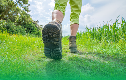 Person Walking Countryside Boots Banner